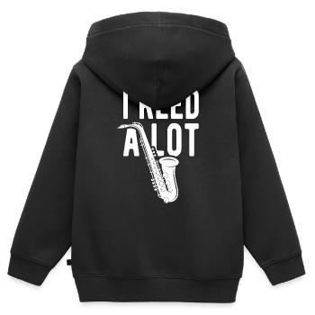 I Reed A Lot Funny For Saxophone Jazz Musician - Kinder Premium Organic Zip Hoodie - Schwarz - Hinten - AI Model Kid Male (0cm)