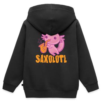 Saxolotl Funny Saxophone Player For Jazz Musician - Kinder Premium Organic Zip Hoodie - Schwarz - Hinten - AI Model Kid Male (0cm)