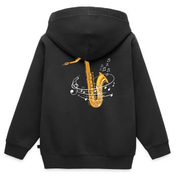 Saxophonist Colorful Music Notes For Saxophone Pla - Kinder Premium Organic Zip Hoodie - Schwarz - Hinten - AI Model Kid Male (0cm)