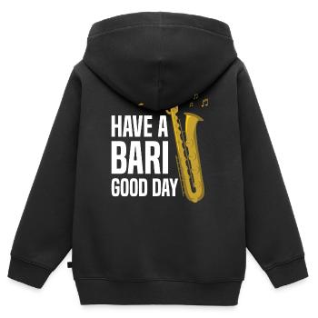 Have A Bari Good Day Funny Saxophone Player For Ja - Kinder Premium Organic Zip Hoodie - Schwarz - Hinten - AI Model Kid Male (0cm)