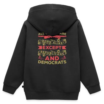 ALLE MENSCHEN SIND GLEICH GEBOREN, AUSSER REPUBLIKANERN UND - Kinder Premium Organic Zip Hoodie - Schwarz - Hinten - AI Model Kid Male (0cm)