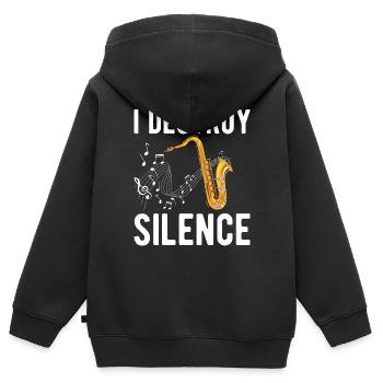 Funny Saxophone Player I Destroy Silence - For Mus - Kinder Premium Organic Zip Hoodie - Schwarz - Hinten - AI Model Kid Male (0cm)
