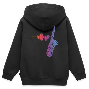 Saxophone Heartbeat/ Frequency For Saxophone Playe - Kinder Premium Organic Zip Hoodie - Schwarz - Hinten - AI Model Kid Male (0cm)