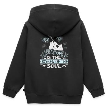 LA LIBERTÉ EST L’OXYGÈNE DE L’ÂME - Sweat Premium à capuche zippé enfant bio - noir - Dos - AI Model Kid Male (0cm)