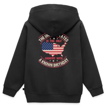 DIE VEREINIGTEN STAATEN SIND DAS EINZIGE LAND MIT EINEM BEKANNTEN - Kinder Premium Organic Zip Hoodie - Schwarz - Hinten - AI Model Kid Male (0cm)
