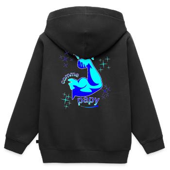 fort comme papy - Sweat Premium à capuche zippé enfant bio - noir - Dos - AI Model Kid Male (0cm)