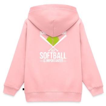 L’école vintage est importante, mais le softball - Sweat Premium à capuche zippé enfant bio - rose - Dos - AI Model Kid Female (0cm)