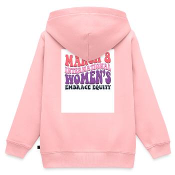 International Womens Day 2023 Embrace Equity - Kids Premium Organic Zip-up Hoodie - rose - Back - AI Model Kid Female (0cm)