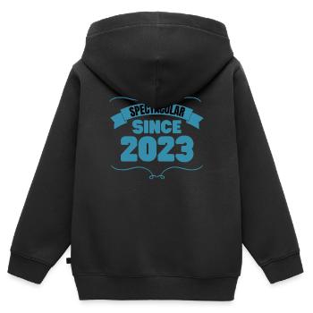 Birth gift Spectacular since 2023 - Kids Premium Organic Zip-up Hoodie - black - Back - AI Model Kid Male (0cm)