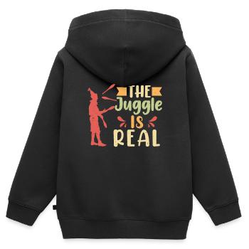 Le jonglage est réel - Sweat Premium à capuche zippé enfant bio - noir - Dos - AI Model Kid Male (0cm)