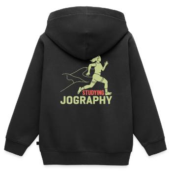 Course de marathon Étudier la jographie - Sweat Premium à capuche zippé enfant bio - noir - Dos - AI Model Kid Male (0cm)