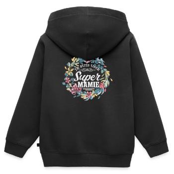 Je Suis Une Mamie - Sweat Premium à capuche zippé enfant bio - noir - Dos - AI Model Kid Male (0cm)