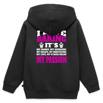 Bäcker Konditor Bäckerei Konditorei Backen - Kinder Premium Organic Zip Hoodie - Schwarz - Hinten - AI Model Kid Male (0cm)