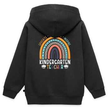 Kindergärtnerin Ausbilden Motivieren Inspirieren - Kinder Premium Organic Zip Hoodie - Schwarz - Hinten - AI Model Kid Male (0cm)