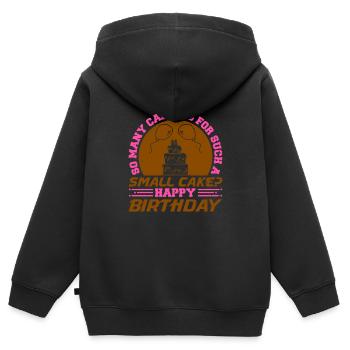 MANY CANDLES FOR SUCH A SMALL CAKE HAPPY BIRTHDAY - Kids Premium Organic Zip-up Hoodie - black - Back - AI Model Kid Male (0cm)