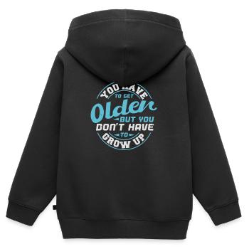 MAN MUSS OLLDER BEKOMMEN, ABER MAN MUSS NICHT WACHSEN - Kinder Premium Organic Zip Hoodie - Schwarz - Hinten - AI Model Kid Male (0cm)