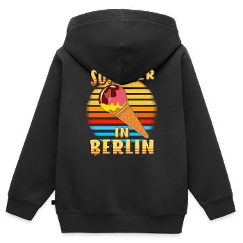 SOMMER IN BERLIN - Kinder Premium Organic Zip Hoodie - Schwarz - Hinten - AI Model Kid Male (0cm)