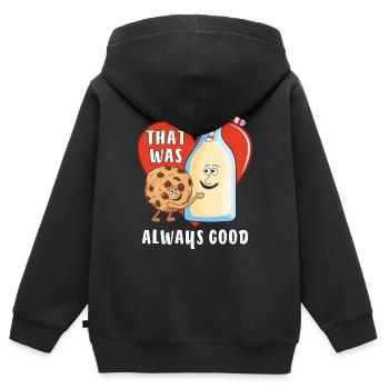 BISCUIT AU LAIT TOUJOURS BON - Sweat Premium à capuche zippé enfant bio - noir - Dos - AI Model Kid Male (0cm)