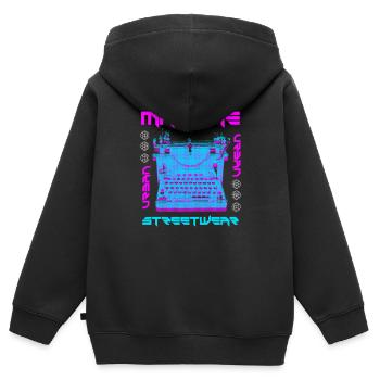 Machine Streetwear - Kinder Premium Organic Zip Hoodie - Schwarz - Hinten - AI Model Kid Male (0cm)