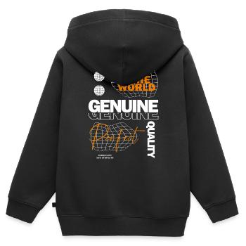Genuine Streetwear - Kinder Premium Organic Zip Hoodie - Schwarz - Hinten - AI Model Kid Male (0cm)