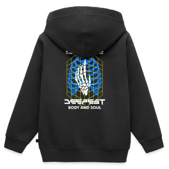Deepest Streetwear - Kinder Premium Organic Zip Hoodie - Schwarz - Hinten - AI Model Kid Male (0cm)