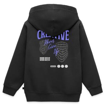 Creative Streetwear - Kinder Premium Organic Zip Hoodie - Schwarz - Hinten - AI Model Kid Male (0cm)