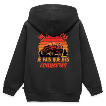 me suivez pas je fais que des conneries - Sweat Premium à capuche zippé enfant bio - noir - Dos - AI Model Kid Male (0cm)