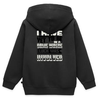 JE N’AI PAS ENCORE ÉTÉ DANS UN JEU OÙ LA CHANCE ÉTAIT IMPLIQUÉE - Sweat Premium à capuche zippé enfant bio - noir - Dos - AI Model Kid Male (0cm)