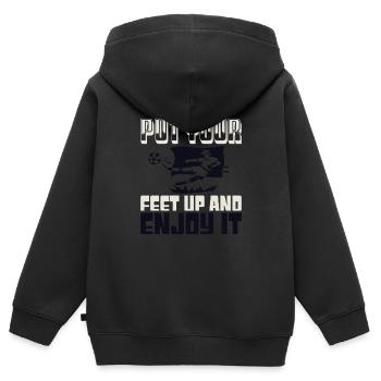 LEVEZ LES PIEDS ET PROFITEZ-EN 2 - Sweat Premium à capuche zippé enfant bio - noir - Dos - AI Model Kid Male (0cm)