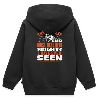 LE SPECTACLE LE PLUS TRISTE ET LE PLUS BEAU QUE J’AI JAMAIS EU - Sweat Premium à capuche zippé enfant bio - noir - Dos - AI Model Kid Male (0cm)