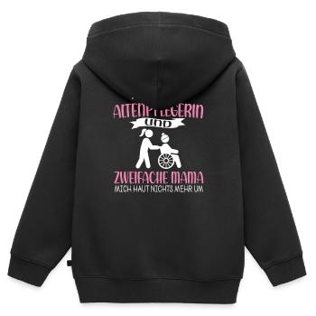 Pflegekraft Ich bin Altenpflegerin und zweifache - Kinder Premium Organic Zip Hoodie - Schwarz - Hinten - AI Model Kid Male (0cm)