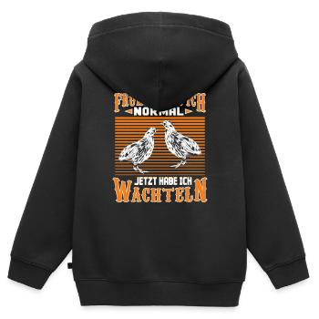 Wachtel Wachtelzüchter Früher war ich normal - Kinder Premium Organic Zip Hoodie - Schwarz - Hinten - AI Model Kid Male (0cm)