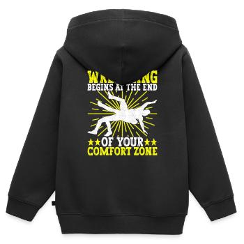 Wrestling Ringen Ringer - Kinder Premium Organic Zip Hoodie - Schwarz - Hinten - AI Model Kid Male (0cm)