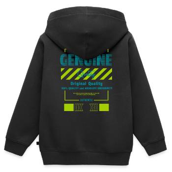 Genuine Streetwear - Kinder Premium Organic Zip Hoodie - Schwarz - Hinten - AI Model Kid Male (0cm)