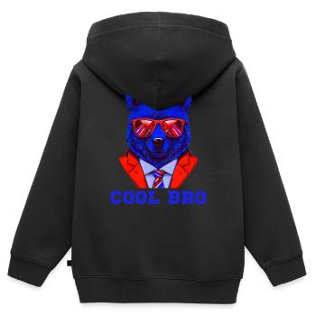 Cool Bro Bear - Sweat Premium à capuche zippé enfant bio - noir - Dos - AI Model Kid Male (0cm)