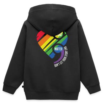 Point-virgule, You Matter Ne laissez pas votre histoire se terminer pour - Sweat Premium à capuche zippé enfant bio - noir - Dos - AI Model Kid Male (0cm)