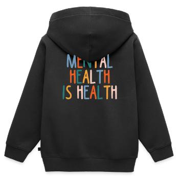 La santé mentale est la santé pourSensibilisation à la santé mentale - Sweat Premium à capuche zippé enfant bio - noir - Dos - AI Model Kid Male (0cm)