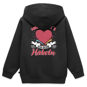 Häckeln Handarbeit Mir reichts ich gehe Häckeln - Kinder Premium Organic Zip Hoodie - Schwarz - Hinten - AI Model Kid Male (0cm)