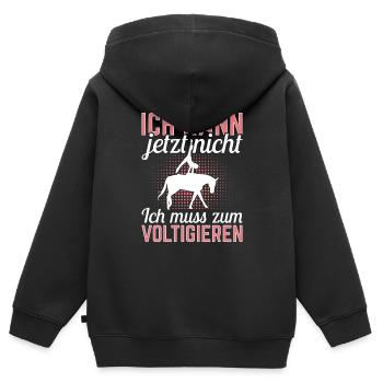 Voltigieren Ich kann jetzt nicht Pferdesport - Kinder Premium Organic Zip Hoodie - Schwarz - Hinten - AI Model Kid Male (0cm)