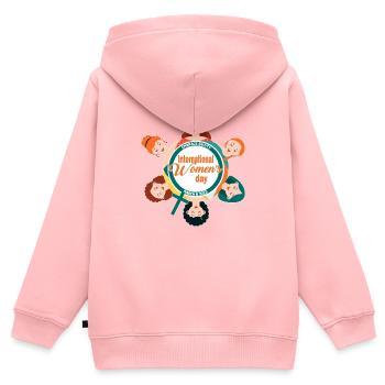 Embrace Equity March 8 2023 International Women's - Kids Premium Organic Zip-up Hoodie - rose - Back - AI Model Kid Female (0cm)