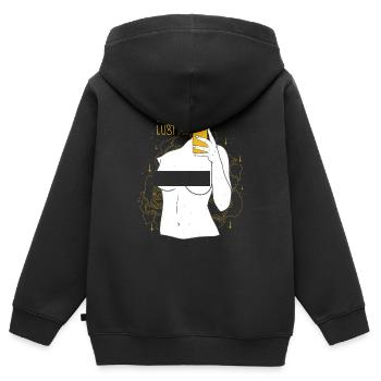 Lust Aesthetic - Kinder Premium Organic Zip Hoodie - Schwarz - Hinten - AI Model Kid Male (0cm)