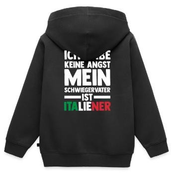 Ich habe keine Angst mein Schwiegervater ist Itali - Kinder Premium Organic Zip Hoodie - Schwarz - Hinten - AI Model Kid Male (0cm)