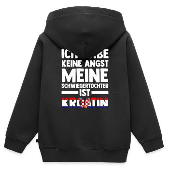Ich habe keine Angst meine Schwiegertochter ist Kr - Kinder Premium Organic Zip Hoodie - Schwarz - Hinten - AI Model Kid Male (0cm)