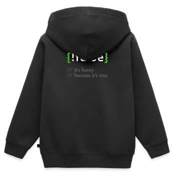!False Funny Coding Programmer Computer Developer - Kids Premium Organic Zip-up Hoodie - black - Back - AI Model Kid Male (0cm)