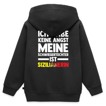 Ich habe keine Angst meine Schwiegertochter ist Si - Kinder Premium Organic Zip Hoodie - Schwarz - Hinten - AI Model Kid Male (0cm)