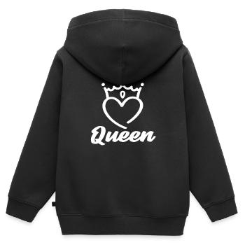 Queen - Kinder Premium Organic Zip Hoodie - Schwarz - Hinten - AI Model Kid Male (0cm)