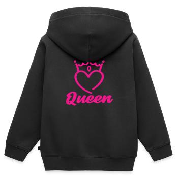 Queen - Kinder Premium Organic Zip Hoodie - Schwarz - Hinten - AI Model Kid Male (0cm)