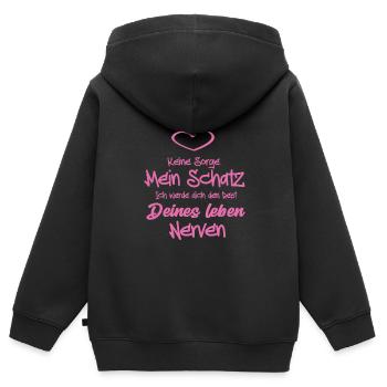 Keine Sorge Mein Schatz ich werde dich den Rest - Kinder Premium Organic Zip Hoodie - Schwarz - Hinten - AI Model Kid Male (0cm)