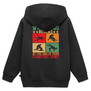 Wrestling Ringen Ringer - Kinder Premium Organic Zip Hoodie - Schwarz - Hinten - AI Model Kid Male (0cm)