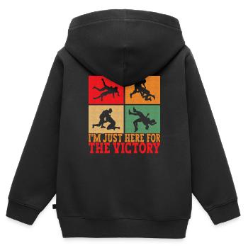 Wrestling Ringen Ringer - Kinder Premium Organic Zip Hoodie - Schwarz - Hinten - AI Model Kid Male (0cm)
